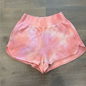 Victoria’s Secret On Point Fleece Pink Tie Dye Lounge Sweatshorts Pocket